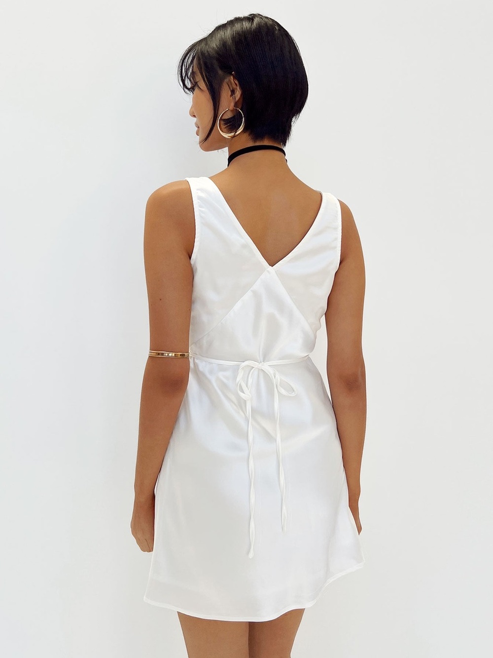 Princess Poly “Nellie” Satin White V-Neck Mini Slip Dress - Picture 3 of 8